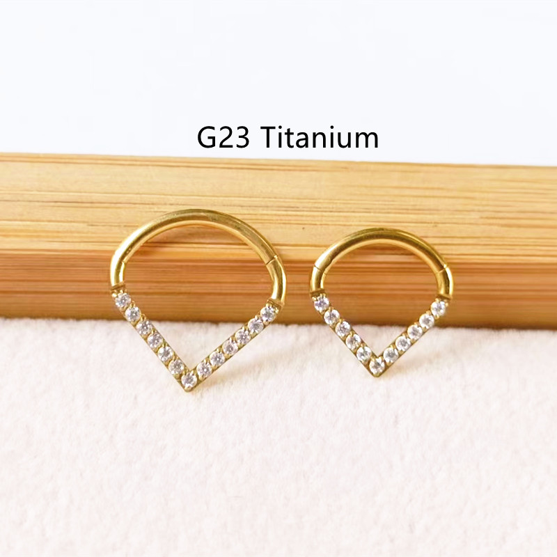 10pcs G23 Titanium F136 CZ Hea - Clicker Ring Seamless のレビューと価格