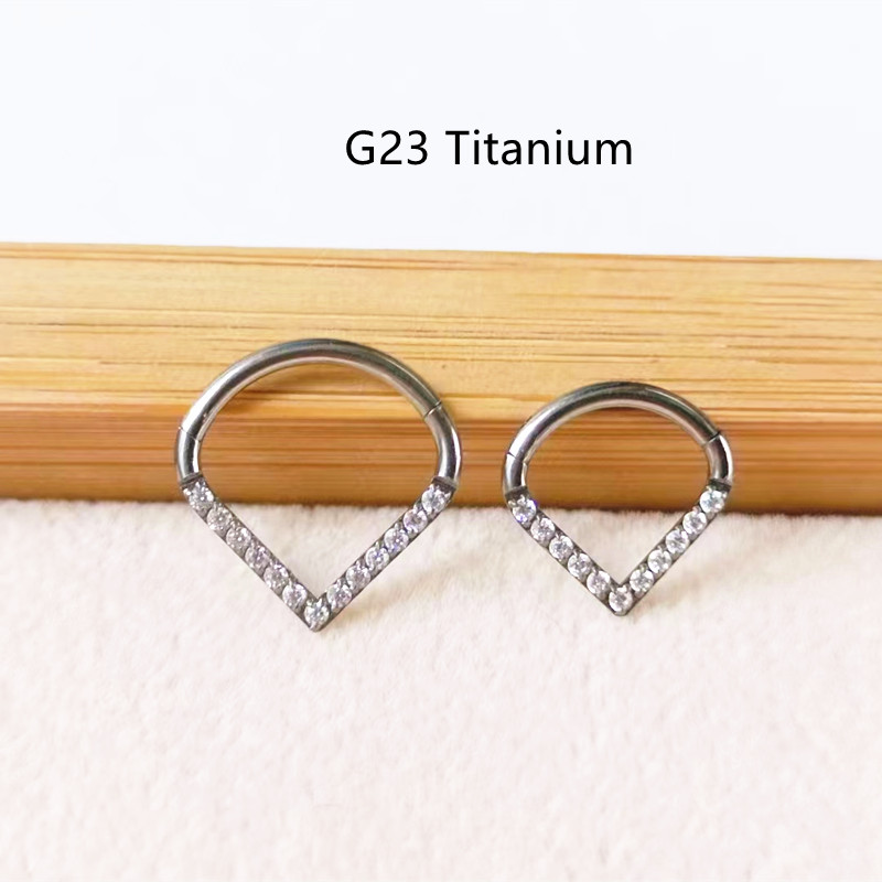 10pcs G23 Titanium F136 CZ Hea - Clicker Ring Seamless のレビューと価格