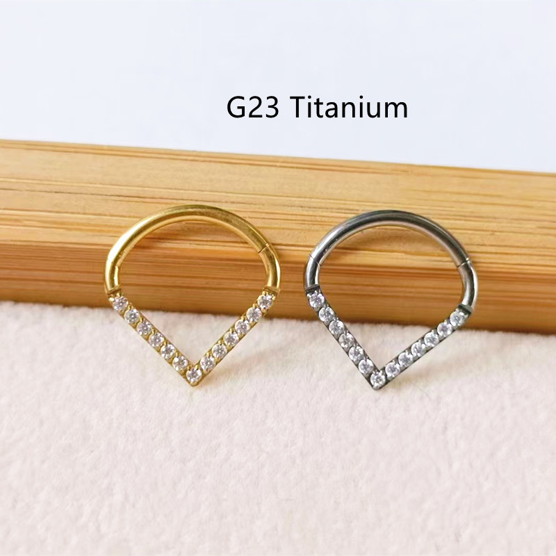 10pcs G23 Titanium F136 CZ Hea - Clicker Ring Seamless のレビューと価格