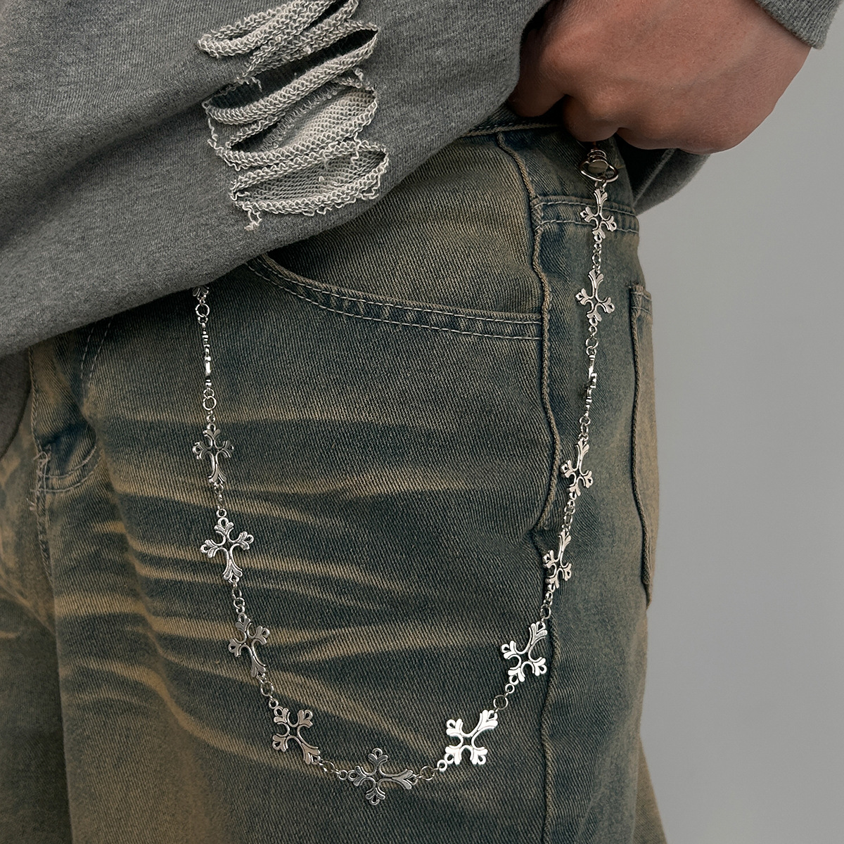 European metal chain jeans cha - Body Jewelry High End のレビューと価格