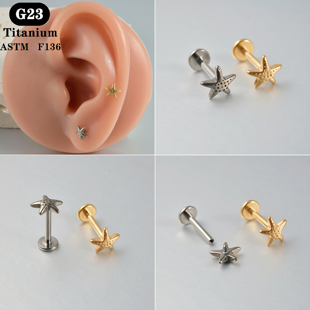 1PC ASTM F136 Titanium Labret  - Tragus Flat Back のレビューと価格