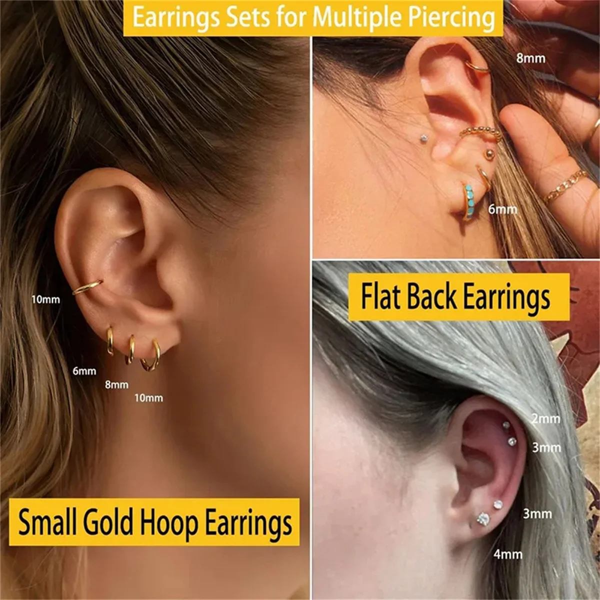 3/5/6/10pcs Hypoallergenic Sta - Tragus Flat Back のレビューと価格