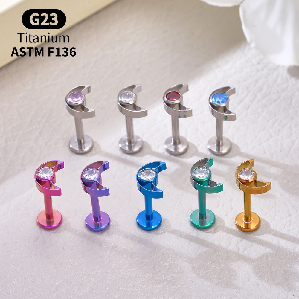 G23 Titanium Star Moon Labret  - Body Jewelry Vertical Labret のレビューと価格