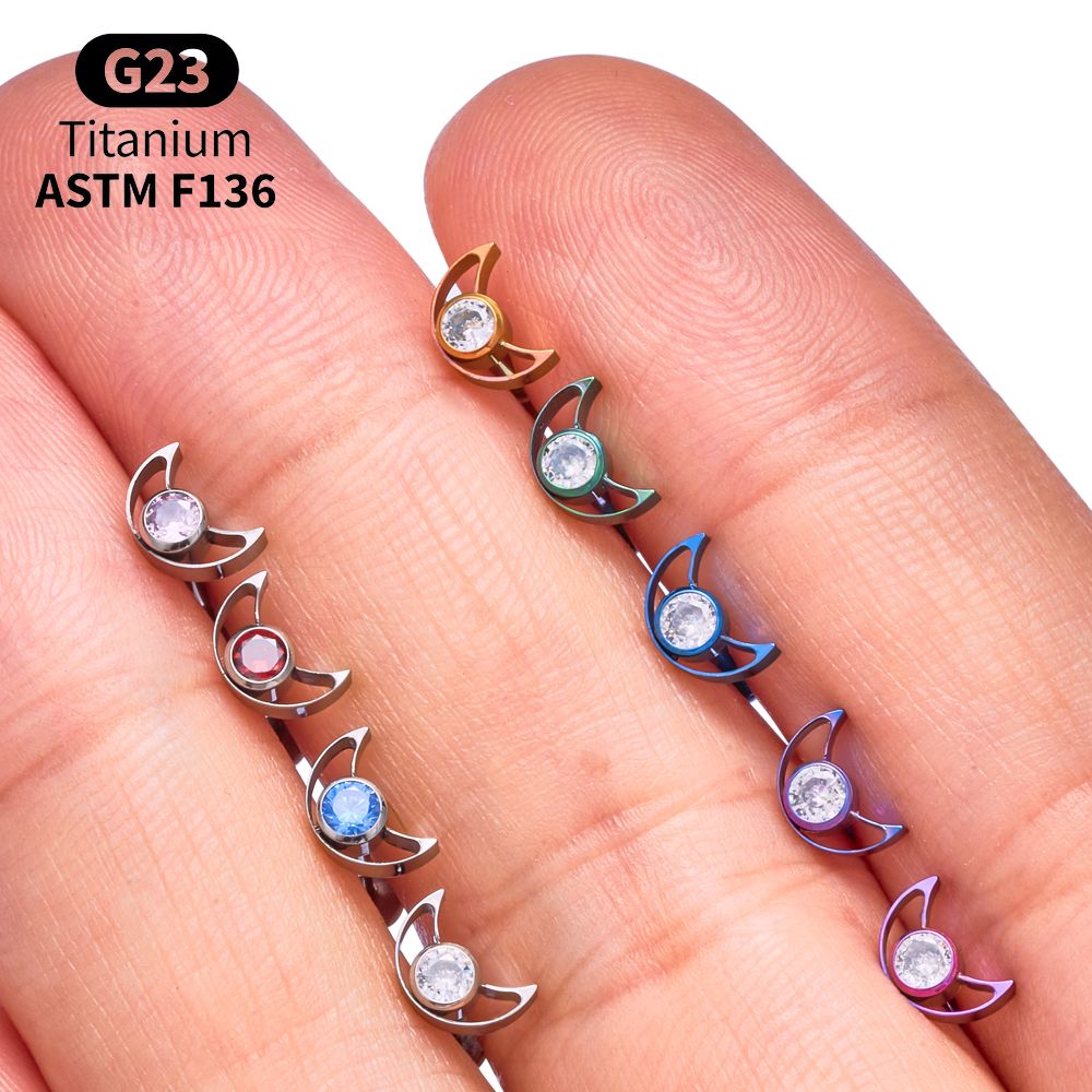 G23 Titanium Star Moon Labret  - Body Jewelry Vertical Labret のレビューと価格