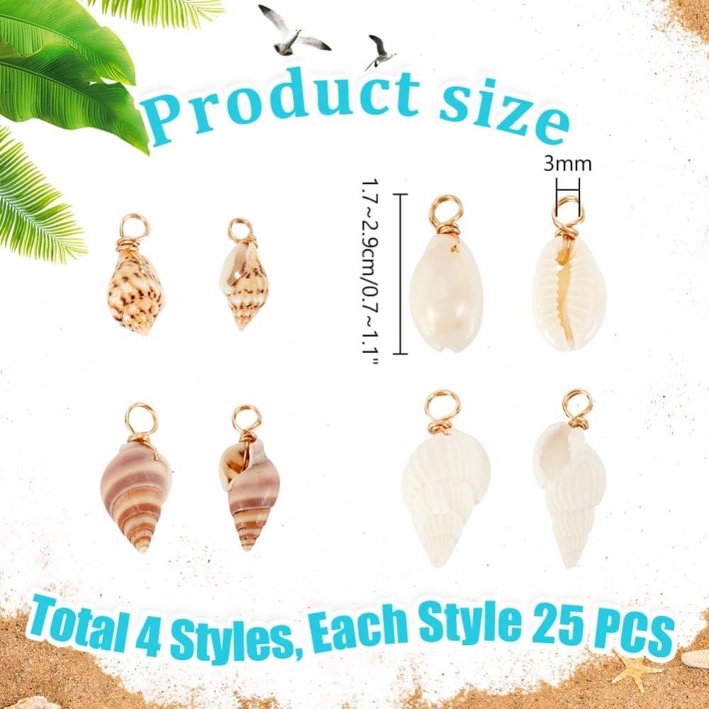100pcs 4 Styles Natural Shell  - Body Jewelry Beach のレビューと価格