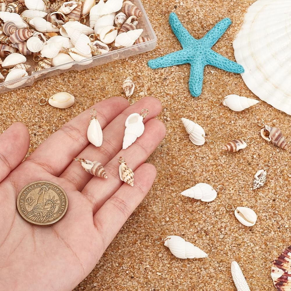 100pcs 4 Styles Natural Shell  - Body Jewelry Beach のレビューと価格