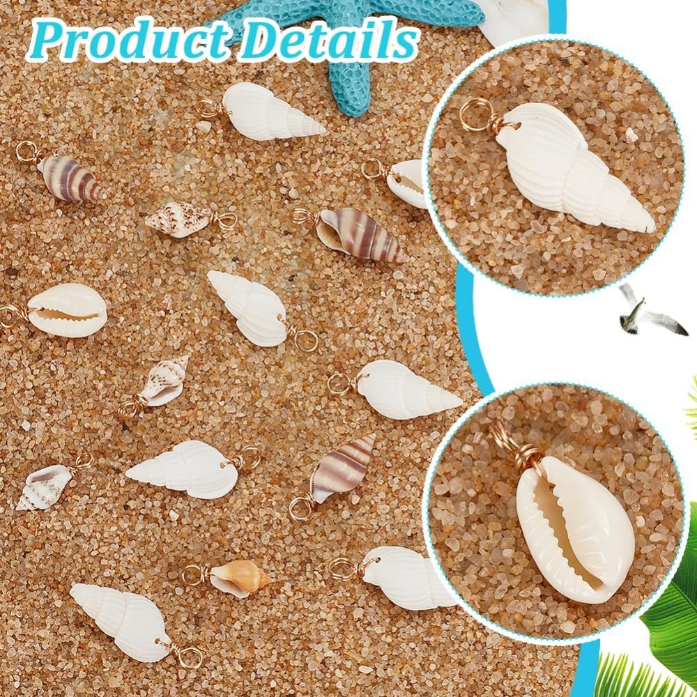 100pcs 4 Styles Natural Shell  - Body Jewelry Beach のレビューと価格