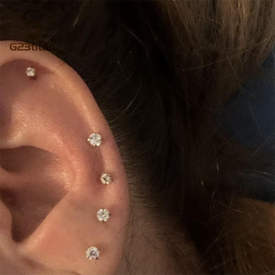 2pc G23 Titanium Push In Earri - Tragus Flat Back のレビューと価格