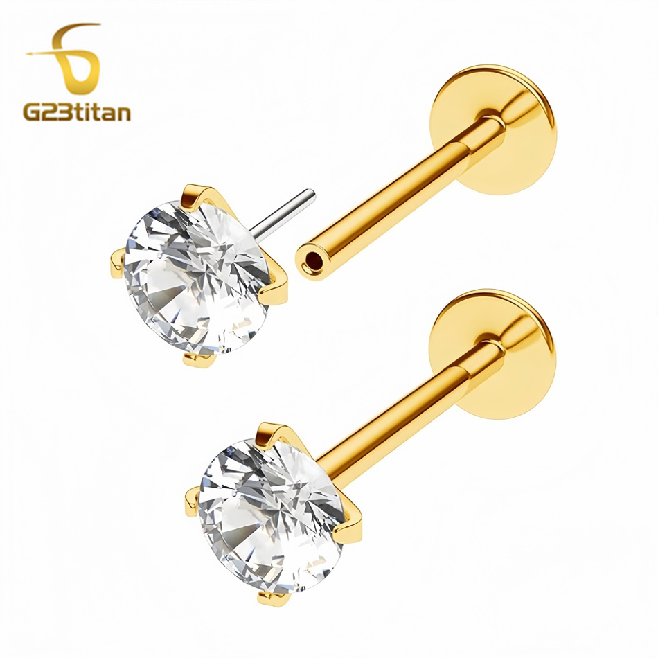 2pc G23 Titanium Push In Earri - Tragus Flat Back のレビューと価格