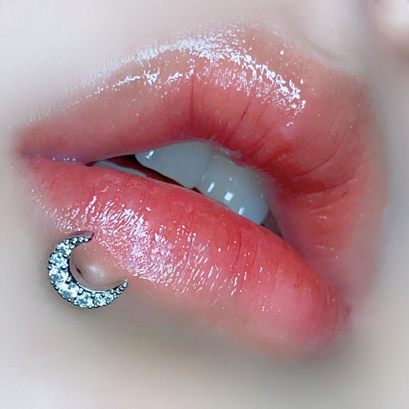 1PC CZ Zirconia Moon Labret Pi - Body Jewelry Vertical Labret のレビューと価格