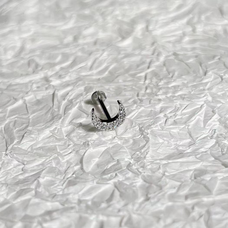 1PC CZ Zirconia Moon Labret Pi - Body Jewelry Vertical Labret のレビューと価格