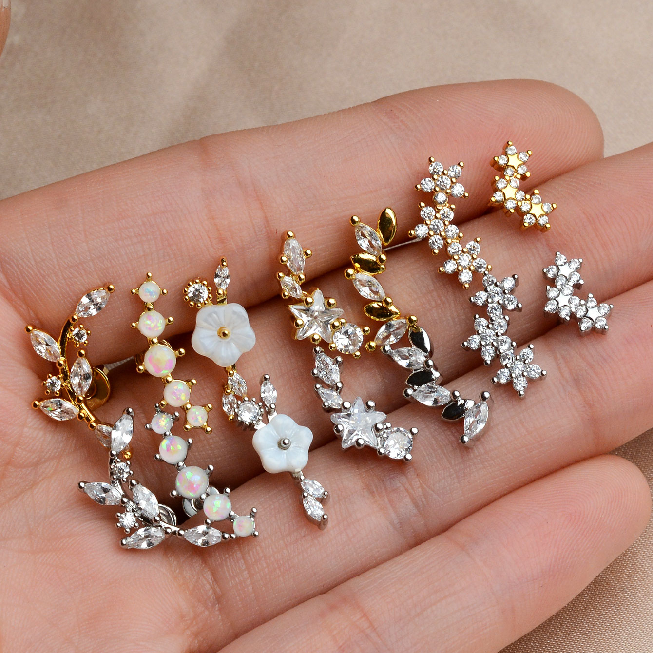 1PC Stainless Steel Star Flowe - Tragus Flat Back のレビューと価格