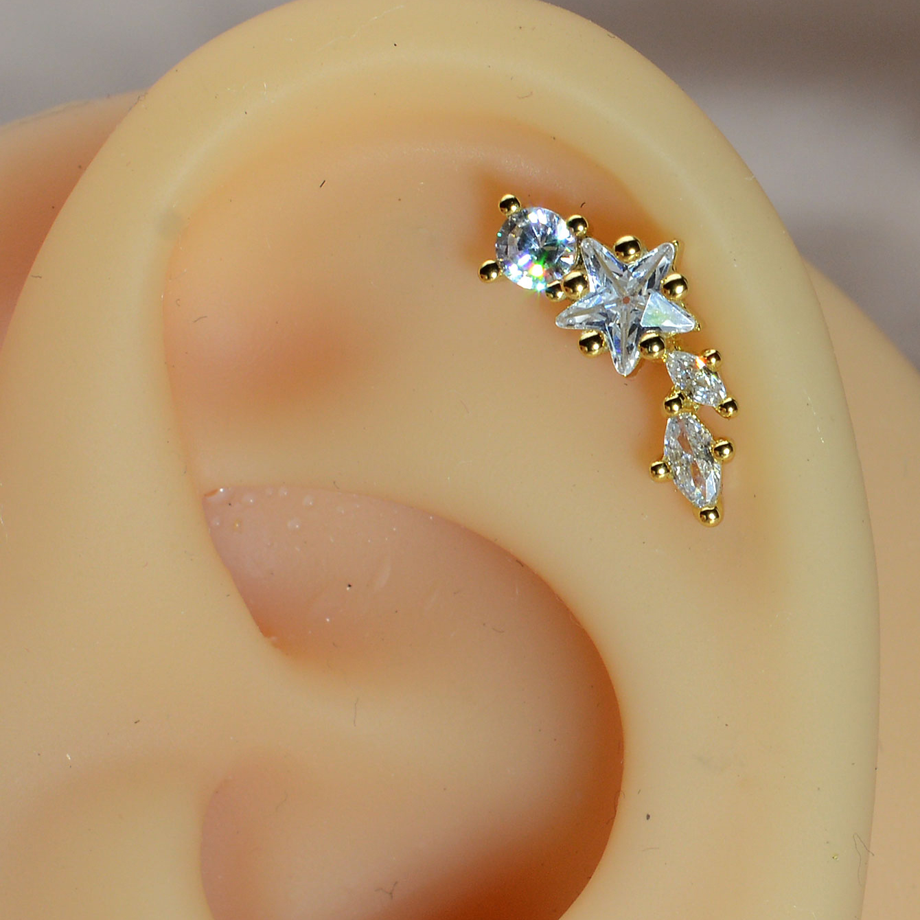 1PC Stainless Steel Star Flowe - Tragus Flat Back のレビューと価格