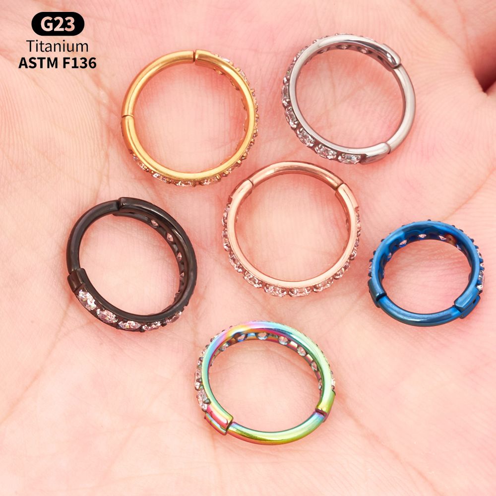 Titanium CZ Hinged Clicker Rin - Body Jewelry Vertical Labret のレビューと価格