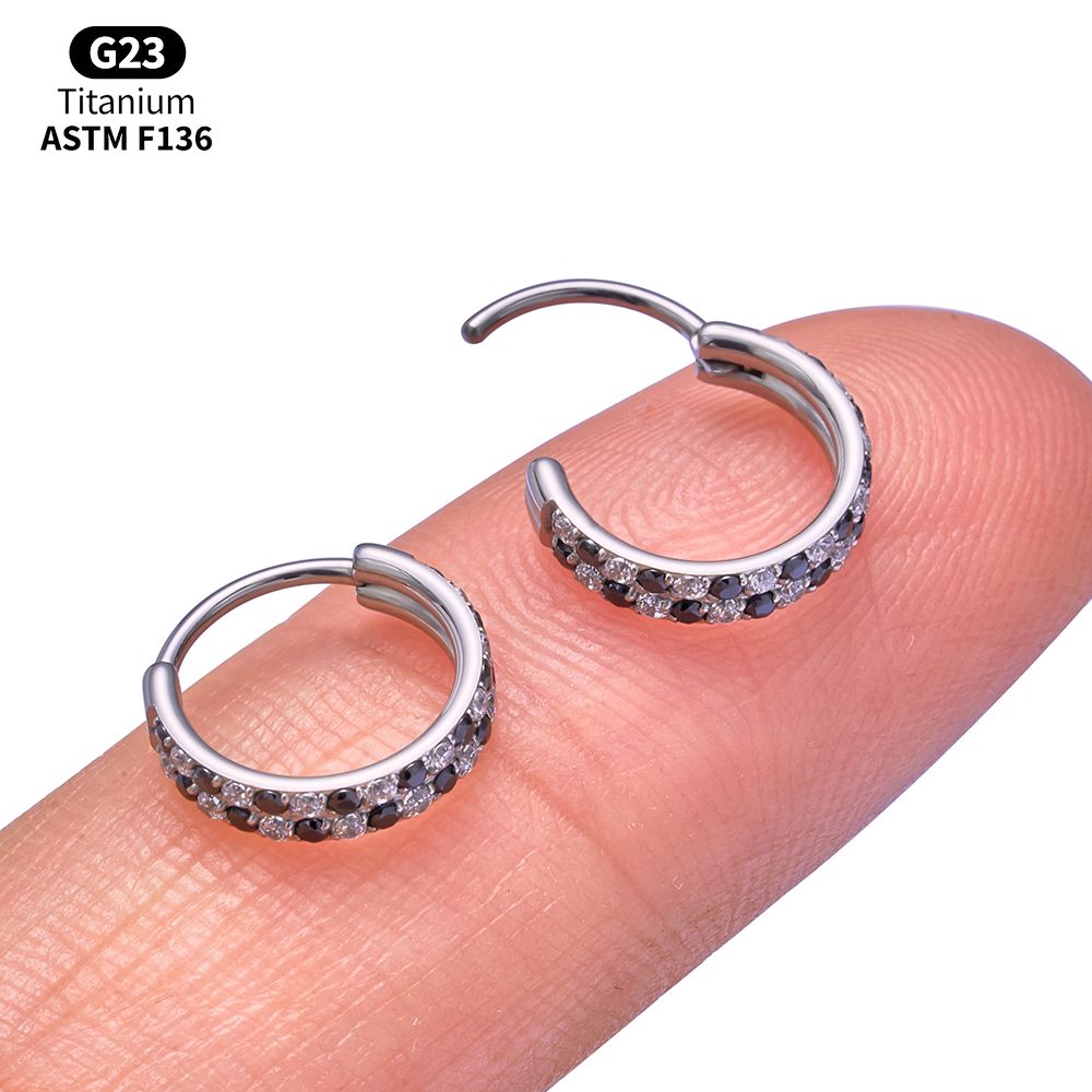 Titanium CZ Hinged Clicker Rin - Body Jewelry Vertical Labret のレビューと価格