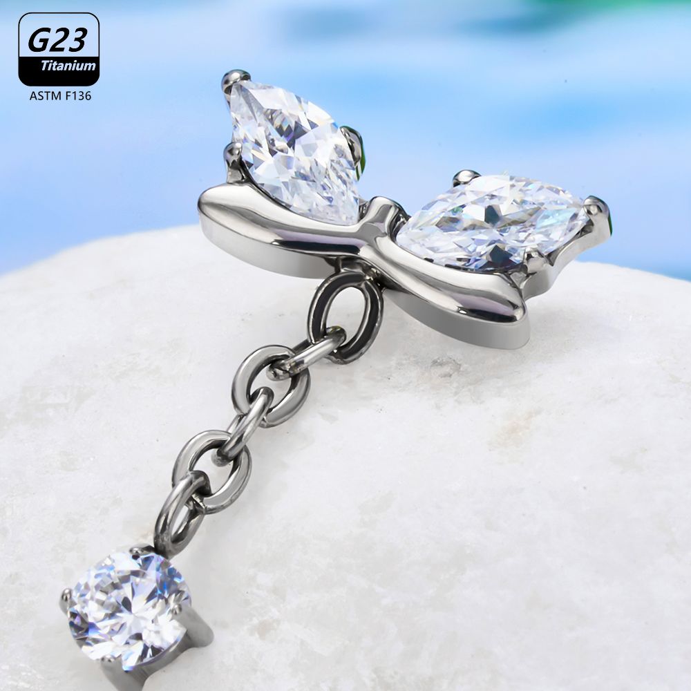 G23 Titanium Butterfly Tassel  - Body Jewelry Vertical Labret のレビューと価格