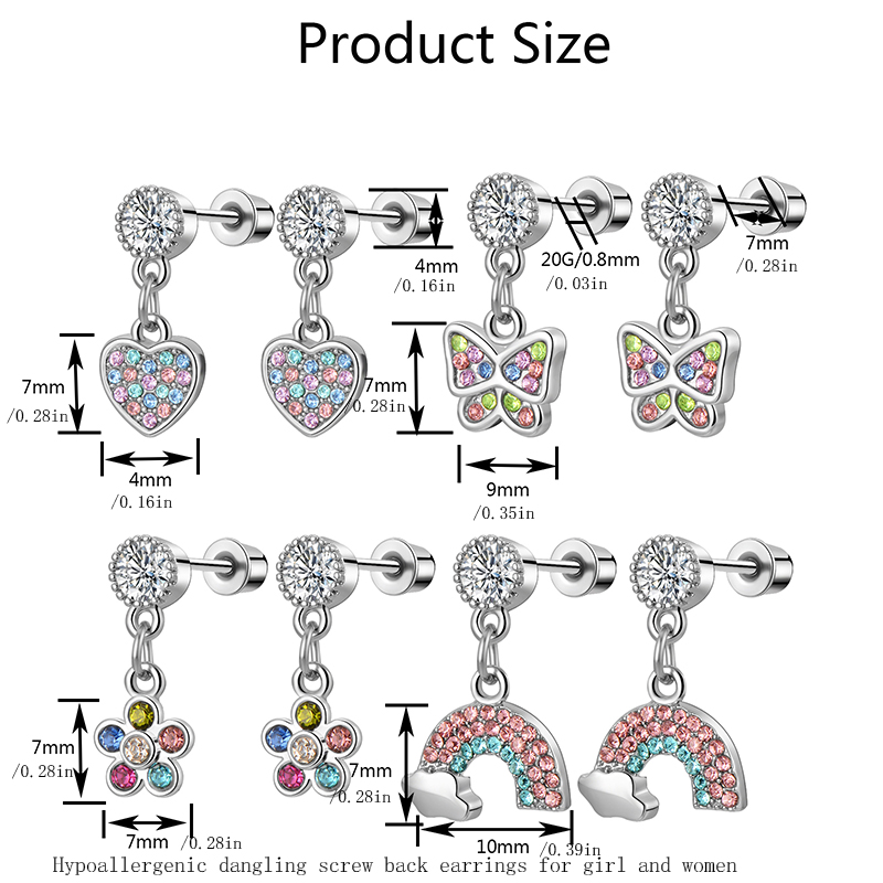 1/4 Pairs Hypoallergenic Dangl - Tragus Flat Back のレビューと価格