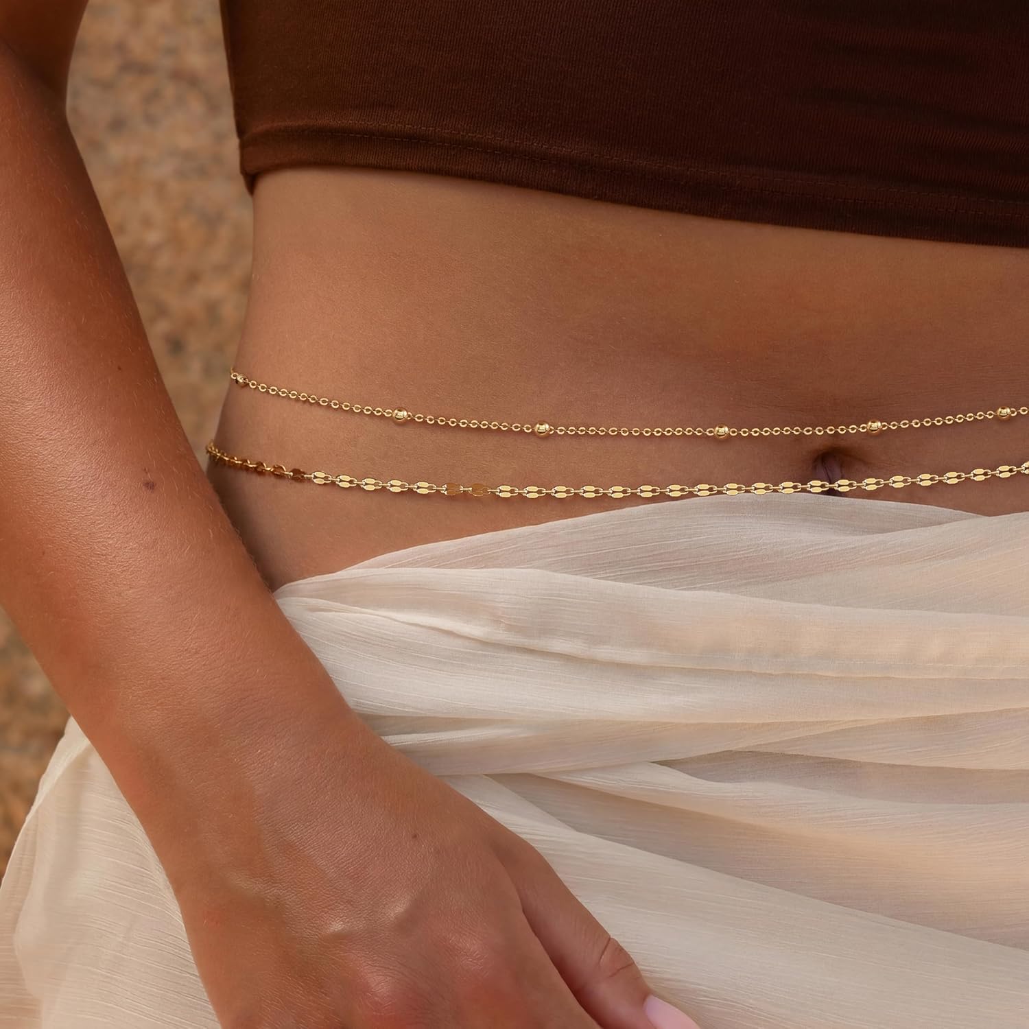 14K Gold Plated Waist Chain Wo - Body Jewelry Beach のレビューと価格